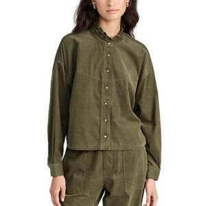 Xirena Ruffled Green Olive Hayes Size L Shirt